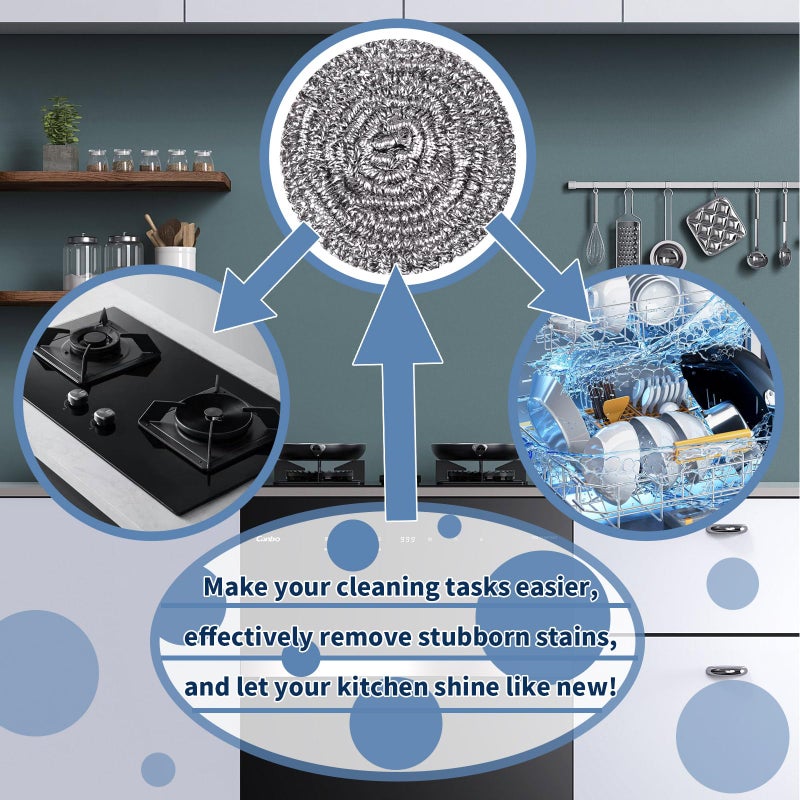 GUEICN Stainless Steel Scrubber Scrubbing Scouring Pad Sponges Clean Pot Pan and Steel Wool for Kitchen Bathroom - Image 4